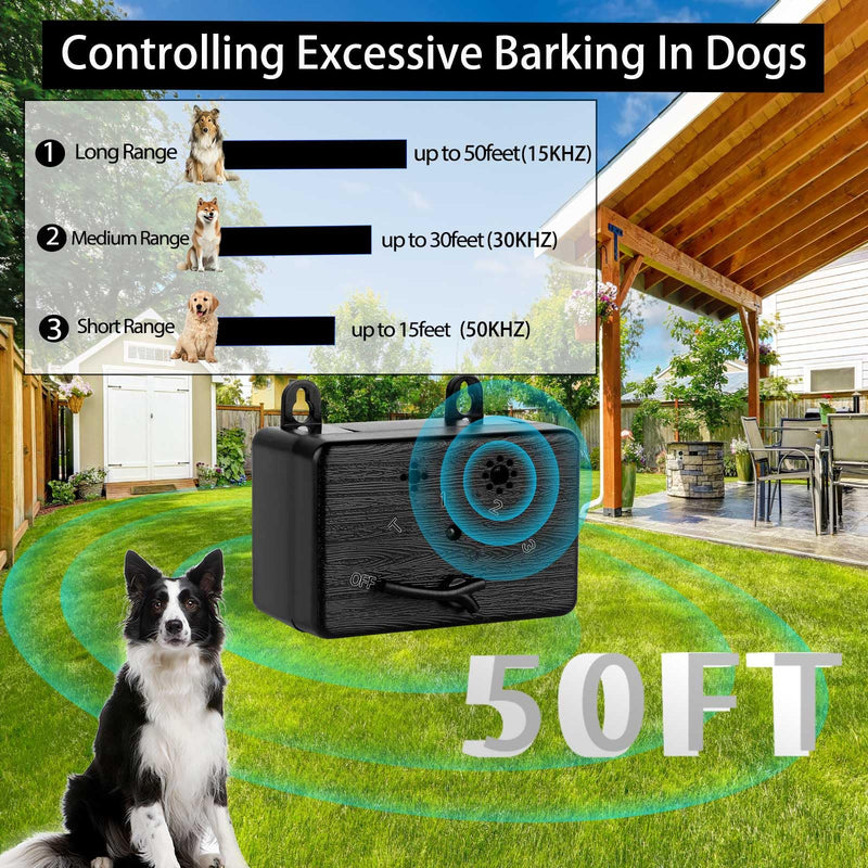 Anti Barking Device, 50 FT Ultrasonic Dog Barking Control Device, Neighbor Dog Silencer, 4 Modes Bark Box, Dog Barking Silencer for Indoor and Outdoor Use, Waterproof Dog Barking Deterrent O
