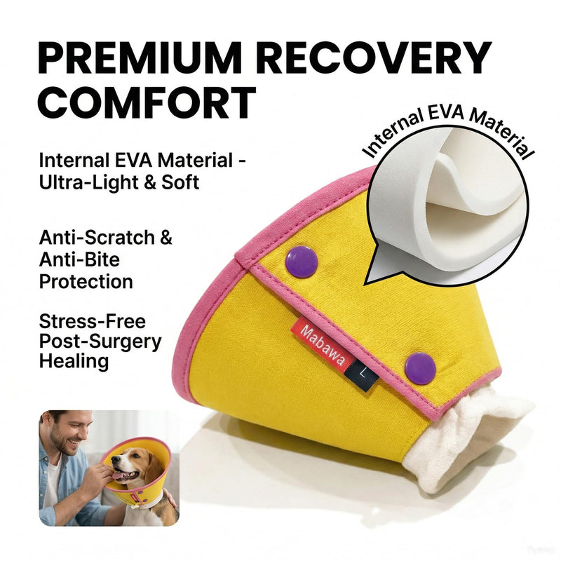 Soft Dog Cone Collar for Dogs & Cats, Adjustable Elizabethan Recovery Collar, Lightweight EPE Material, Post-Surgery Wound Protection (Yellow, M) Yellow