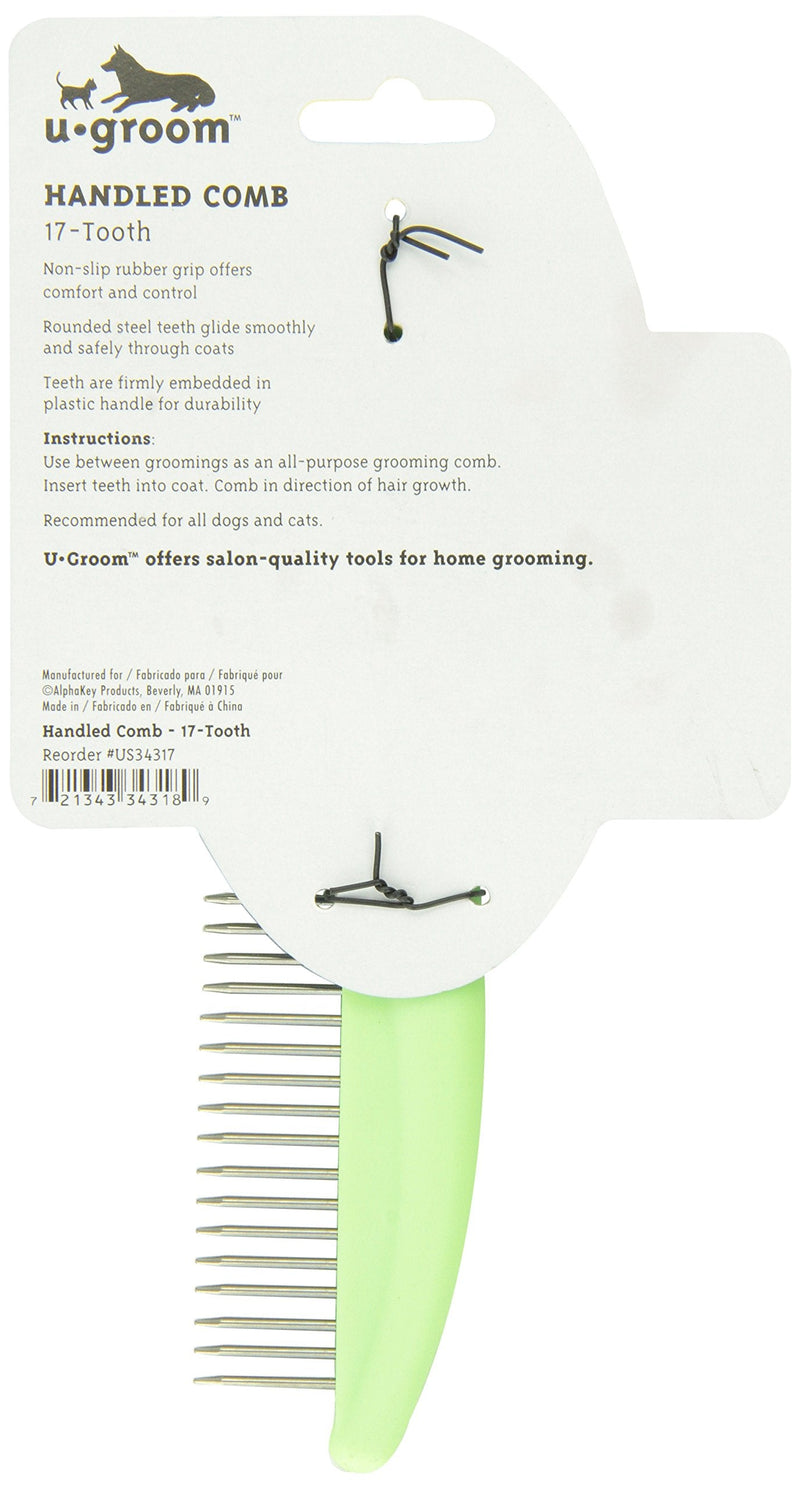 u groom Handled Combs — Easy-to-Use Combs for Grooming Dogs - 17-Tooth Coarse Comb, 7½" 17 Tooth - PawsPlanet Australia