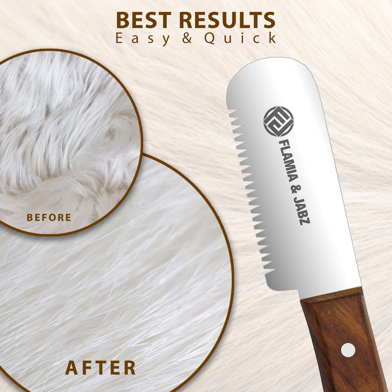 FLAMIA & JABZ Professional Dog Grooming Hand Stripping Knife, Stripper Trimmer Tool, Red Meranti Wooded Handle non slip grip with Tripping Stainless Steel blade (Coarse, Right Handed) Coarse - PawsPlanet Australia