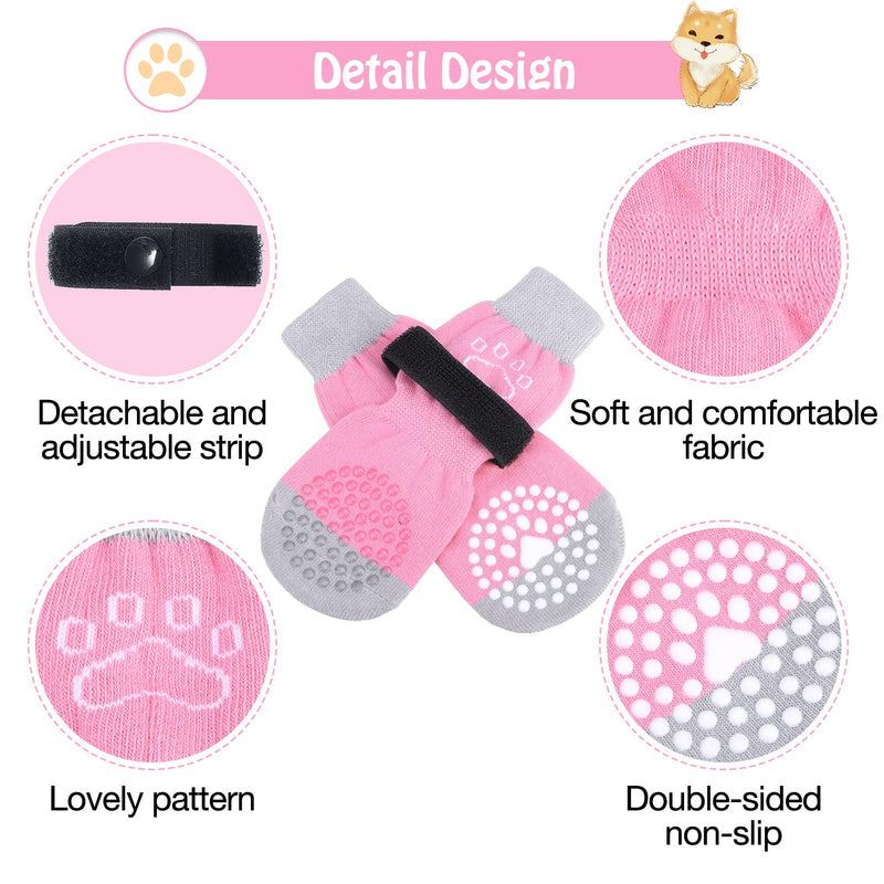 SCENEREAL Anti-Slip Dog Socks to Prevent Licking Paws, Dog Shoes for Hot/Cold Pavement, Dog Boots & Paw Protectors with Grippers for Hardwood Floors, Dog Booties for Small Medium Large Senior Dogs S(Pack of 6) Pink Pearl Paw - PawsPlanet Australia
