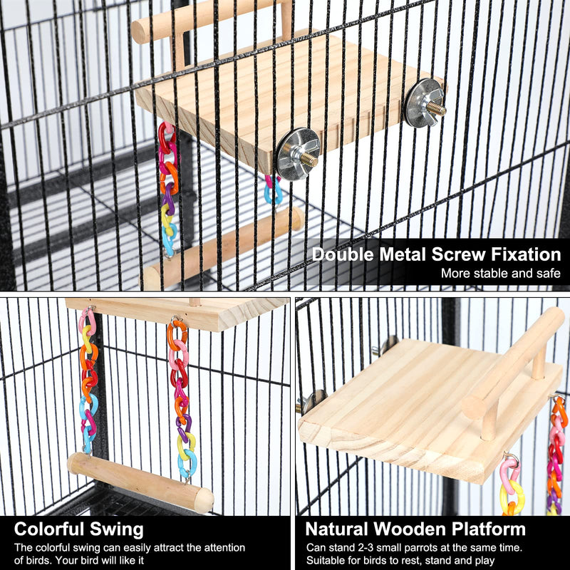 Bird Perches Cage Toys Parrot Wooden Platform Play Gyms Exercise Stands with Acrylic Wood Swing Ferris Wheel Chewing for Animals Green Cheeks, Baby Lovebird, Chinchilla, Hamster Budgie Platform+Swing - PawsPlanet Australia