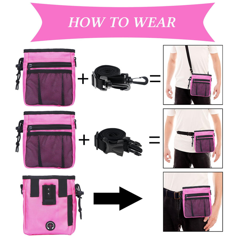 STMK Dog Treat Pouch Dog Clicker Training Kit, Dog Training Treat Pouch Dog Clicker for Training, 3 Ways to Wear Easily Carries Treat Pouches for Pet Training (Pink) Pink - PawsPlanet Australia