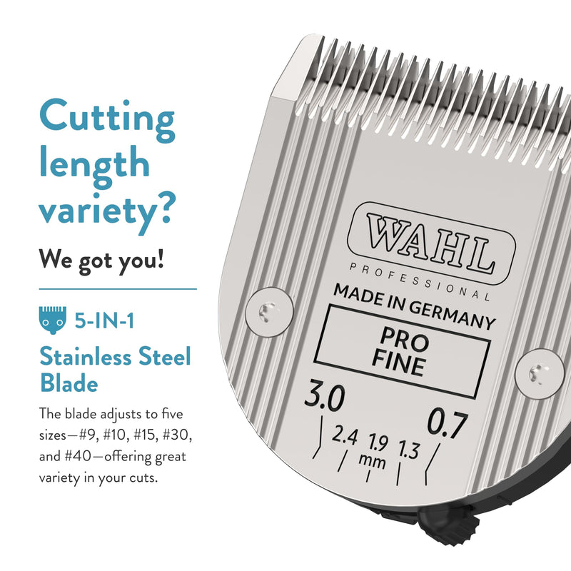 Wahl Professional Animal 5-in-1 Pro Adjustable Clipper Blade - for Arco, 5 Style Groom, Bravura, Chromado, Creativa, Figura & Motion Clippers - Replacement Blades - Silver - PawsPlanet Australia