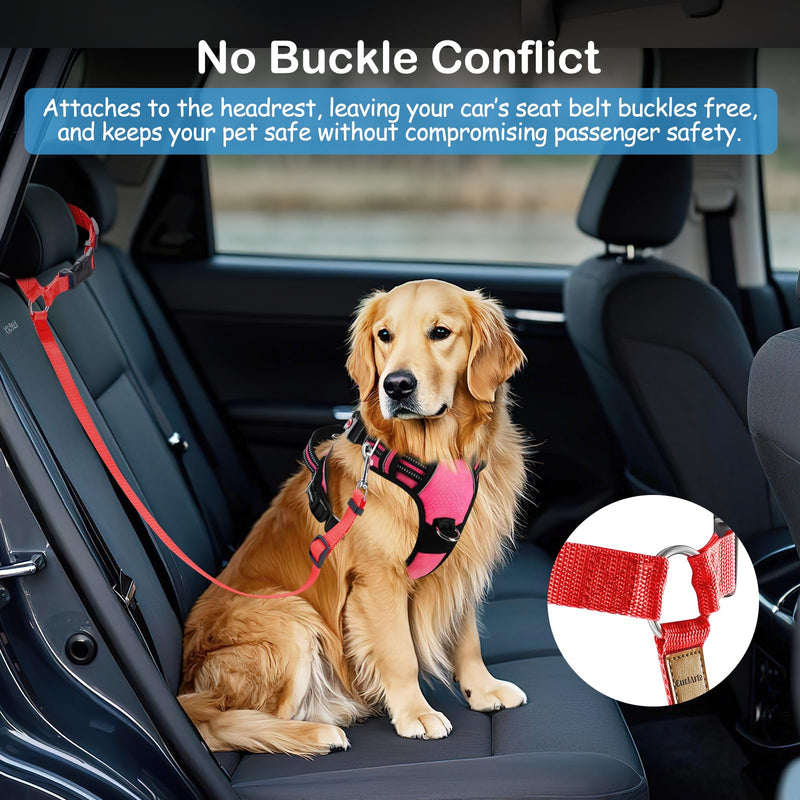 3 Pack Dog Seat Belt for Car, Car Headrest Restraint Adjustable Nylon Fabric, Dog Restraints Vehicle Seatbelts Harness (Black & Red & Purple) Red & Black & Purple - PawsPlanet Australia