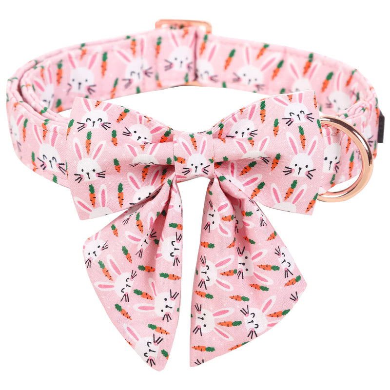 ARING PET Easter Dog Collar-Cute Rabbit Dog Collar with Sailor Bowtie, Cotton Adjustable Carrots Dog Collars with Metal Buckle Small (Pack of 1) Rabbit Carrot - PawsPlanet Australia