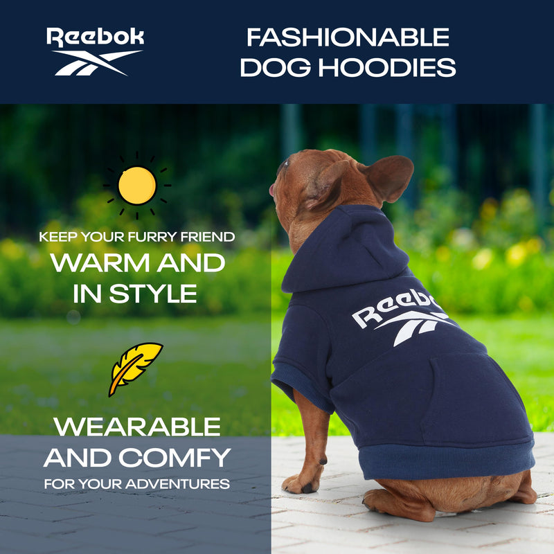 Reebok Dog Hoodie – Fleece Dog Sweater with Leash Hole, Cold Winter Dog Sweatshirt for Small Medium and Large Dogs, Premium Dog Fall Sweater Pullover Hoodie, Cozy Warm Perfect Dog Christmas Outfit Blue X-Large - PawsPlanet Australia