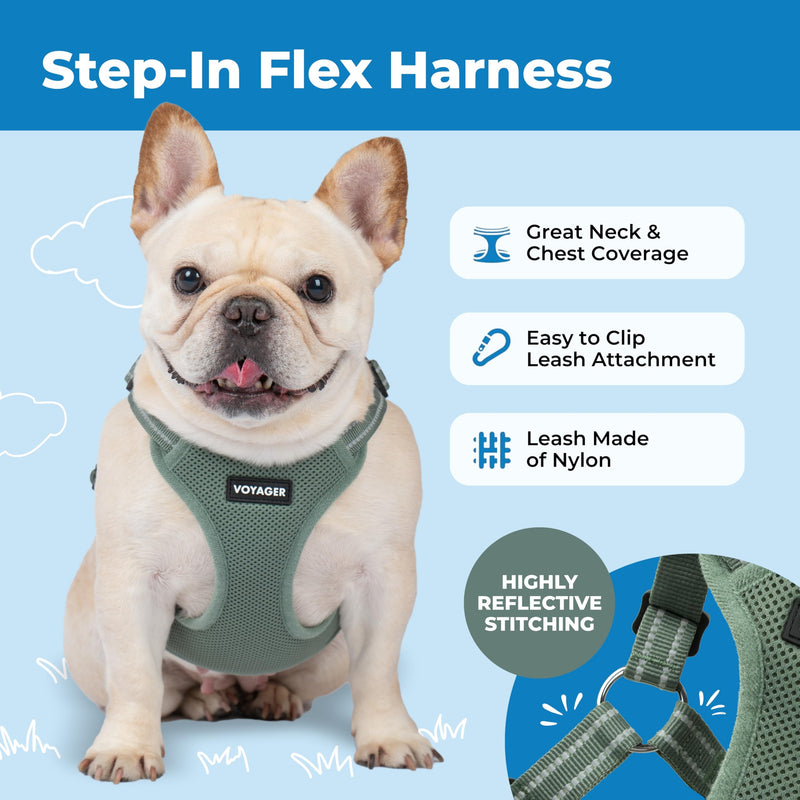 Best Pet Supplies Voyager Adjustable Dog Vest Harness Breathable No Pull Harness for Small, Medium, Large Dogs, Harness for Walking, Jogging, Easy Step-in, Reflective Stripes - Moss Green, XL - PawsPlanet Australia