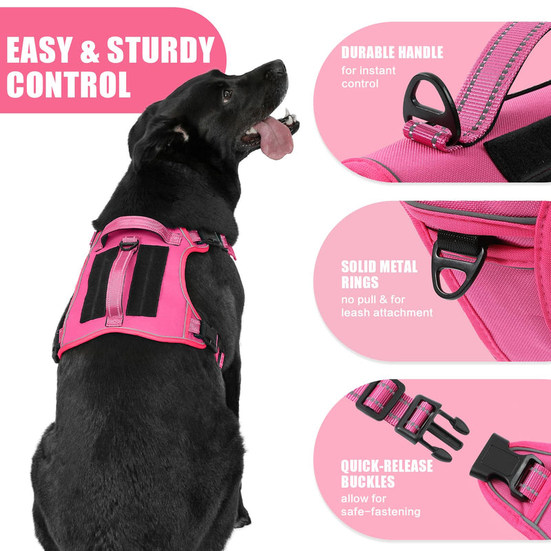 Bolux Tactical Dog Harness for Large Dogs, No Pull Adjustable, Reflective K9 Working Training, Easy Control, Military Service Dog Harness (Fuchsia, X-Large) X-Large (Pack of 1) Fuchsia - PawsPlanet Australia