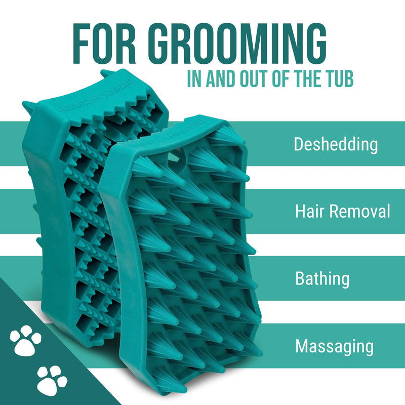 Nature's Specialties Waterproof Dog Bath Brush, Wet or Dry Coats, Grooming and Massage Rubber Comb for Dogs, Strong Grooming Rubber Bath Brush, Scrubber for Shower Bathing, Green - PawsPlanet Australia