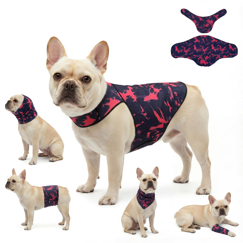 DAJIDALI® Dog & Cat Anxiety Vest & Spay Recovery Suit – Silent Adjustable Calming Wrap for Surgery & Thunderstorms – 2-Piece Cone & Recovery Onesie Alternative Tie-Dye HH M