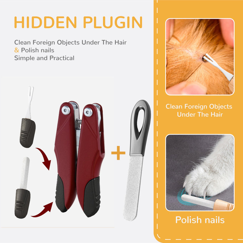 3-in-1 Cat & Dog Grooming Kit - Gentle Nail Clipper with Smoothing File,Foldable Beginner-Friendly Design,Low-Stress Trimming for Puppies Kittens Small Pets - PawsPlanet Australia
