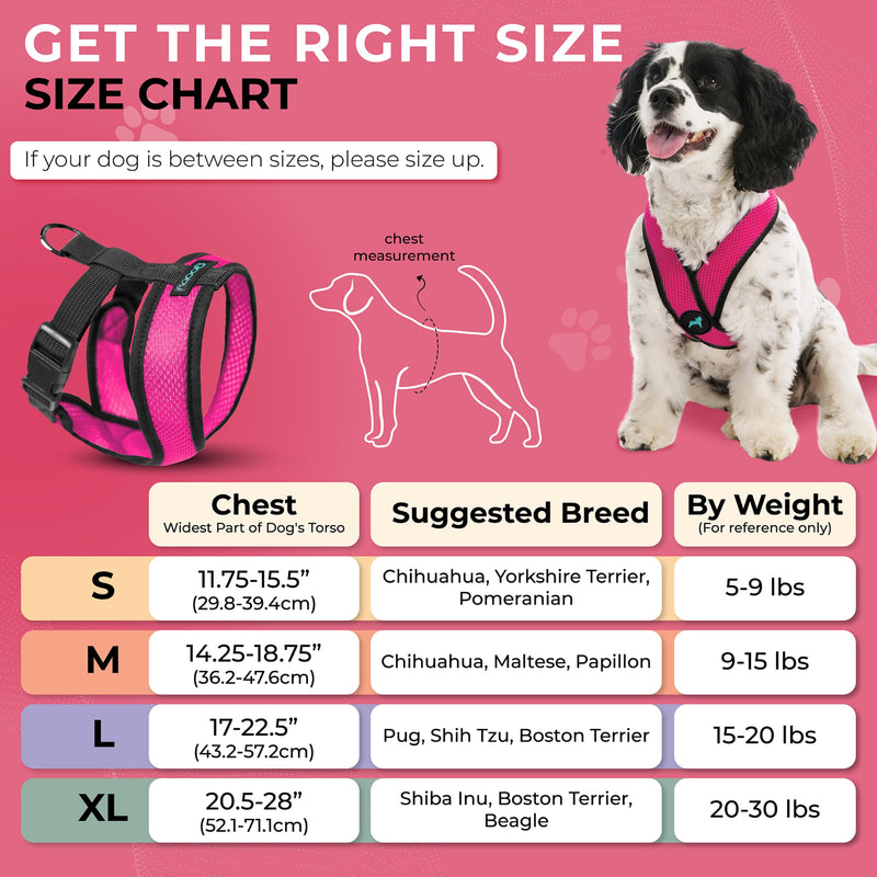 Gooby Comfort X Head In Harness - Flamingo Pink, Medium - No Pull Small Dog Harness Patented Choke-Free X Frame - On the Go Dog Harness for Medium Dogs No Pull or Small Dogs for Indoor and Outdoor Use Medium Chest (14.25-18.75") - PawsPlanet Australia