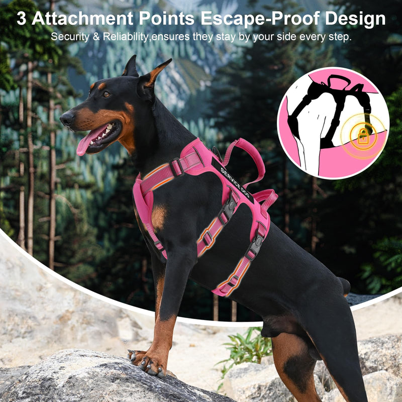 Escape Proof Dog Harness for Large Medium Sized Dogs Six Point Adjustable, Service Dog Vest Harness and Leash Set, No Pull Dogs Harnesses with Handle, Medium Dog Harnesses for Walking(Pink, S) Small Pink - PawsPlanet Australia