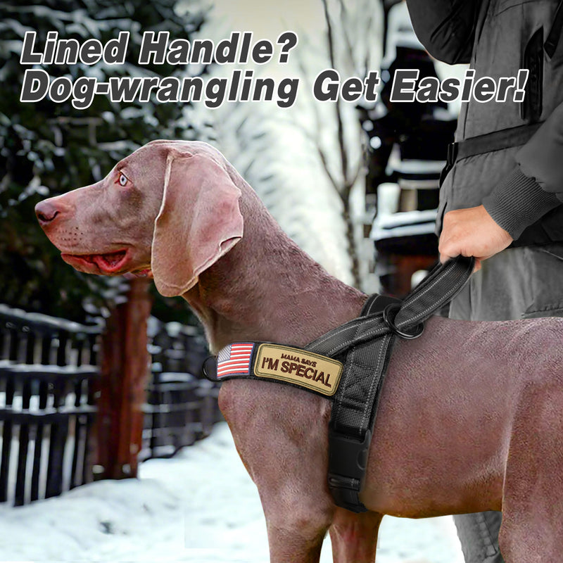 Forestpaw No Pull Dog Harness with Large Handle,Slip on Reflective Vest with Quick Release Buckle,Comfortable Flannel Lining for Medium Large Dogs Walking Training (Includes 3 Patches),Black XL XL: Chest 30-39", Fit 80-110 lbs Black - PawsPlanet Australia