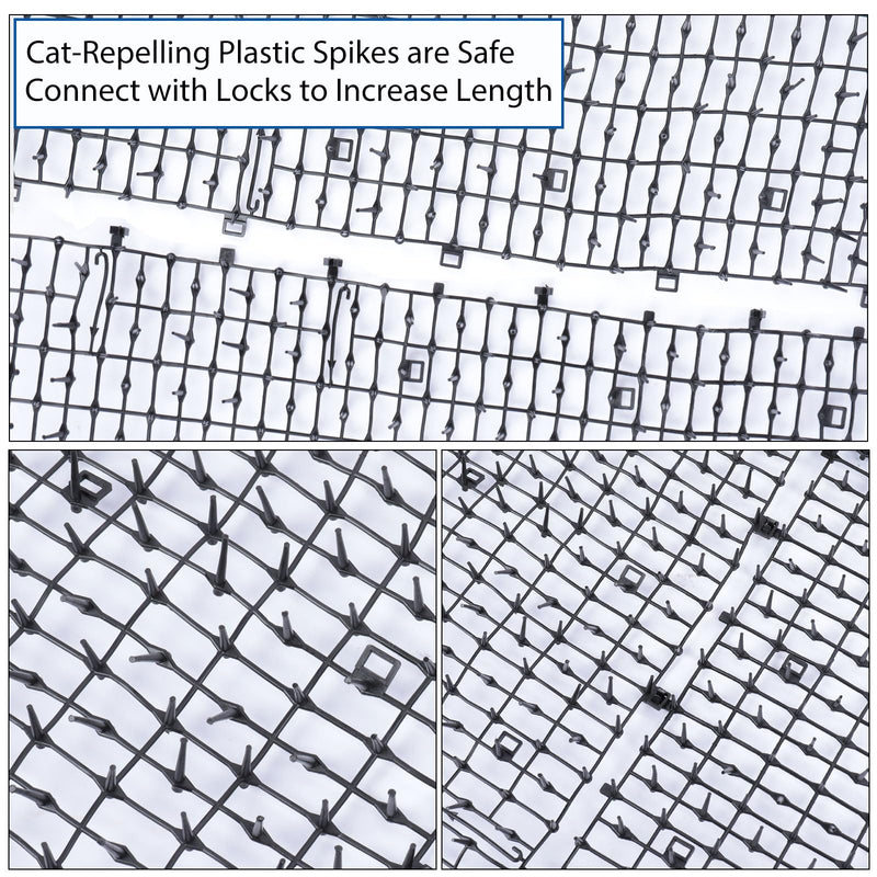 Cat Repellent Mat Outdoor 6.5FT Cat Scat Mat with Spikes Anti Cat Prickle Strips Scat Mat for Cats Plastic Cat Spike Mat Effective Cat Deterrent for Gardens and Lawns - PawsPlanet Australia