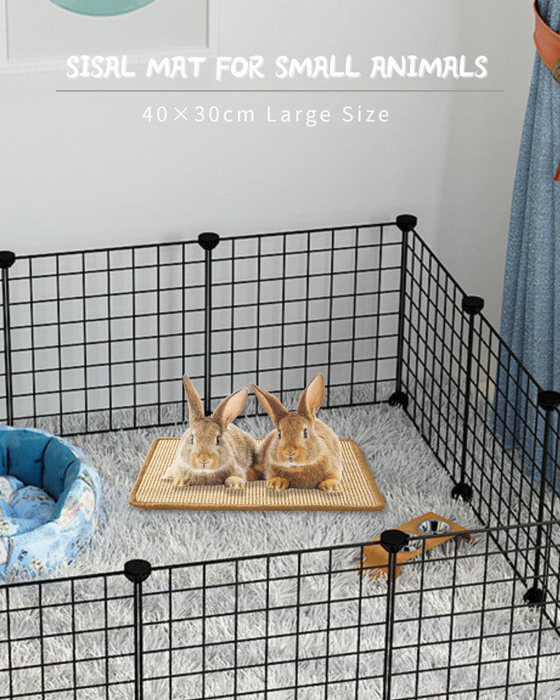 JanYoo 2 Pieces Bunny Scratch Pads, Sisal Rabbit Scratching Pad Bunny Scratcher Mat Guinea Pig Resting Mats for Cages, Small Animal Claws and Teeth Care Bedding Accessories(15.7x11.8in, Beige) 3-Beige - PawsPlanet Australia