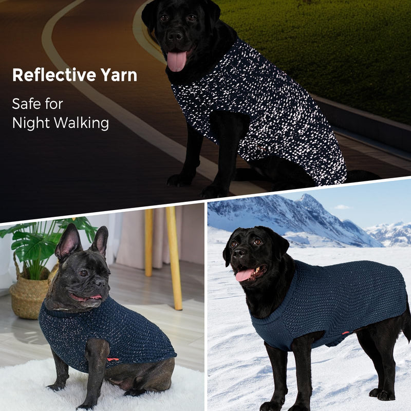 KYEESE Dog Sweater Warm Dog Coats Comfy Dog Sweater Medium Size Dog Medium Dog Sweater with Reflective Yarn Stretchy Dog Clothes Pullover Dog Sweater for Medium Dogs Boy, Navyblue, L L (30-45lbs) 1# Navyblue - PawsPlanet Australia