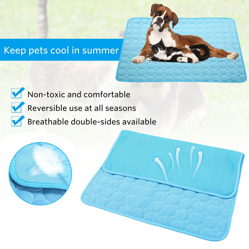 Mannice Dog Cooling Mat, Pet Cooling Mat for Dogs Cooling Blanket for Dogs Dog Cooling Pad for Kennels, Crates, Cars, Indoor & Outdoor Ice Silk Cooling Mat for Extra Large Dogs (Blue, XL(40 * 28")) Blue XL(40*28") - PawsPlanet Australia