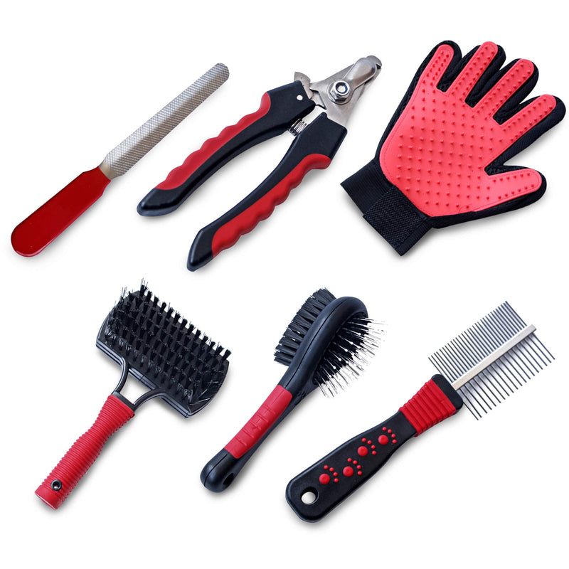 8 in 1 Professional Dogs Grooming Kit - Brush Set - Double Sided Cat and Dog Brush for Shedding - Pet Nail Clippers - Deshedding Brush - Pet Grooming Gloves - Dog Accessories - Pet Grooming Tools - PawsPlanet Australia