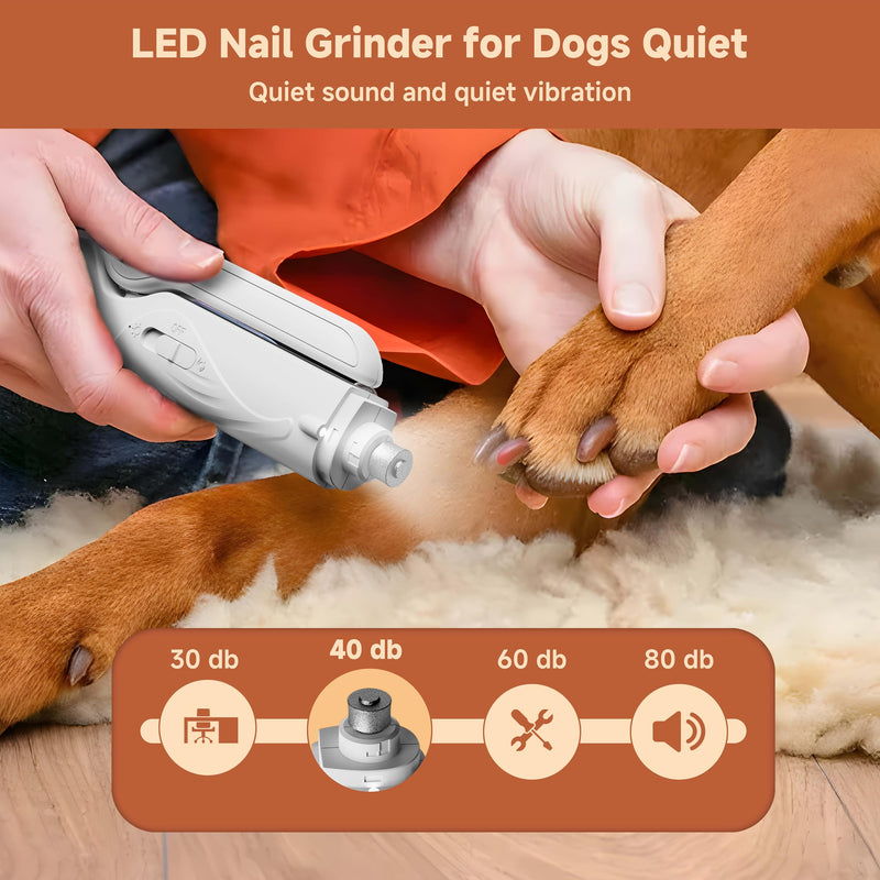 2-in-1 Dog Nail Clippers with Lights 2 LED & Dog Nail Grinder Quiet, Dog Nail Trimmers, USB Rechargeable and Splash Guard, Pet Nail Grinder for Small, Medium, and Large Dogs & Cats - PawsPlanet Australia