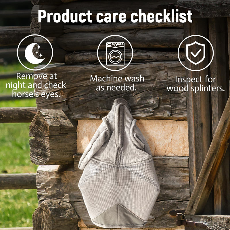 Raelitego Horse Fly Mask, Adjustable Fly Masks for Horses with Ears, UV Protection from Insect Pests Comfort Mesh Without Nose Average Size Horses Accessories(Large) Large