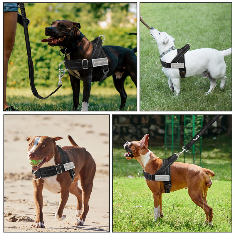 SlowTon No Pull Dog Harness - Heavy Duty Dog Harness and Leash Set for Medium Large Dogs, Reflective Tactical Harness with Soft Padded and Front Clip for Easy Walk and Training (Black L) Black - PawsPlanet Australia