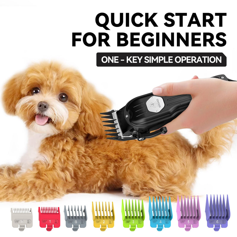 Dog Grooming Kit for Heavy Thick Hair&Coats,Low Noise Dog Hair Trimmer,Rechargeable Cordless Pet Shaver with Stainless Steel Blade, Dog Clippers for Grooming for Small Large Dogs Pets (Black) Black - PawsPlanet Australia