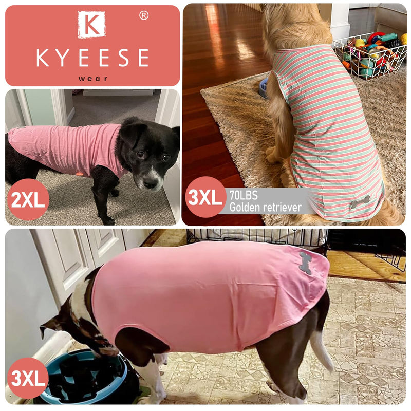 KYEESE 2Pack Dog Shirts Striped T Shirt for Large Dogs Lightweight Clothes Sleeveless Vest Cotton Tank Top, XXX-Large,Green+Striped XXX-Large (55-75lbs) 04# 2Pack (Green+Striped) - PawsPlanet Australia
