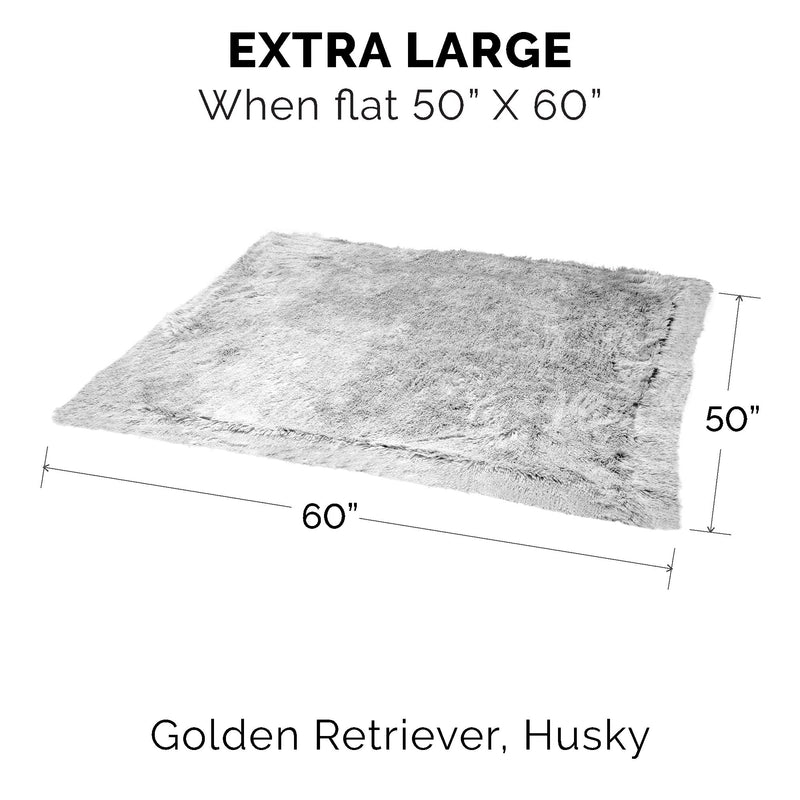 Furhaven Waterproof Throw Blanket for Dogs & Indoor Cats, Washable - Shaggy Plush Calming Long Faux Fur & Velvet Dog Blanket - Mist Gray, Extra Large/XL Plush Modern Home Decor Extra Large - 60" x 50" (Long Faux Fur) Mist Gray - PawsPlanet Australia