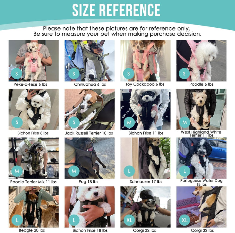 Lukovee Dog Backpack Carrier, Legs Out Easy-fit Dog Front Carrier for Small Medium Dogs, Adjustable Hands Free Dog Chest Carrier for Hiking Cycling (B,Medium) Black - PawsPlanet Australia