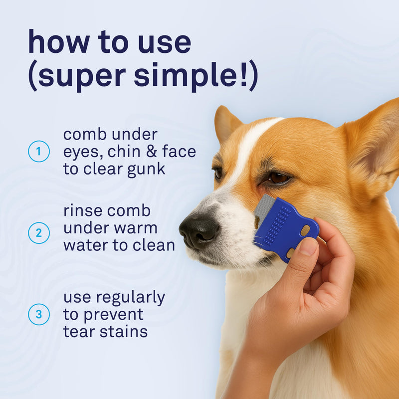 Petpost Tear Stain Remover Comb for Dogs | Extra Fine Stainless Steel Dog Eye Comb | Gentle Grooming Tool for Shih Tzu, Maltese & Small Breeds | Dog Face Comb for Eye Cleaning - PawsPlanet Australia
