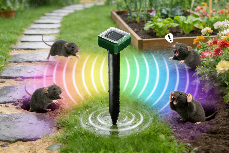 Mole Repellent 10 Pack, Animal Repeller Solar Powered Snake Ultrasonic Gopher Deterrent, Outdoor Waterproof Vole Vibration Stakes,Sonic Spike for Rodent Groundhog Snake Chipmunk