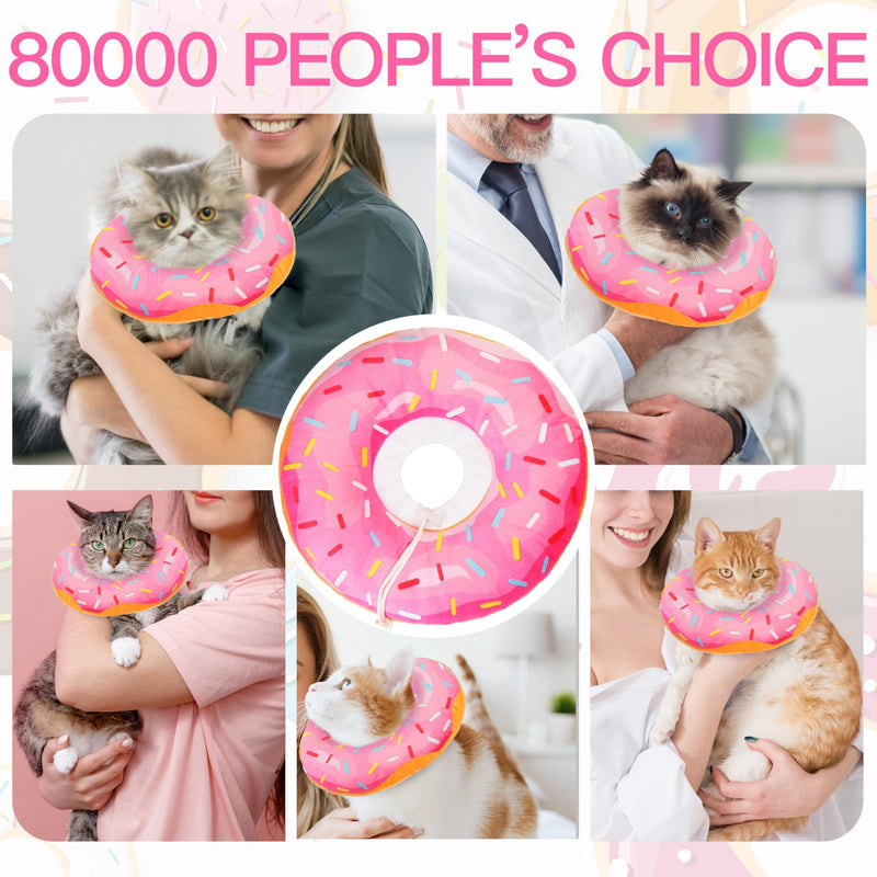 Cat Cone Collar Soft, Adjustable Cat Recovery Collars Spay Cones to Stop Licking, Cute Kittens Donut E Collar After Surgery, Anti-Lick Wound Healing Elizabetan Collars for Kittens (Pink, Small) Pink