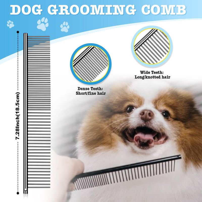 Dream Reach Dog Grooming Scissors - 7 Inch Professional 6 in 1 Pet Grooming Kit Sharp and Durable Shears Set Thinning, Chunker, Straight, Curved Shears and Comb for Dog Cat Pet, Black 7Inch-Set-Black - PawsPlanet Australia