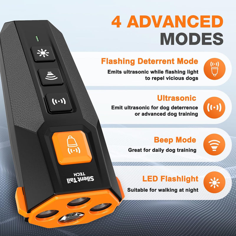 Dog Bark Deterrent Device – Anti Barking Device for Dogs with Triple Ultrasonic Emitters, 4 Modes, LED Light – Immediate Results – Safe & Humane – Indoor/Outdoor - PawsPlanet Australia