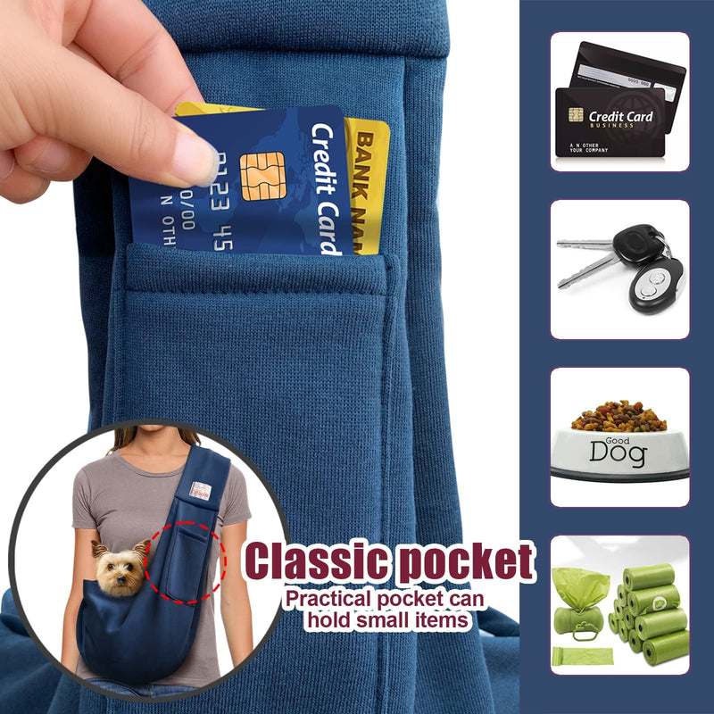 Pet Dog Sling Carrier for 3-10 lbs pet,Dog Purse Pouch,Dog Satchel,Reversible unadjustable Strap Travel Hand-Free Safe Bag Small Puppy Backpack (Dark Blue) Dark blue M - Classic Strap - PawsPlanet Australia