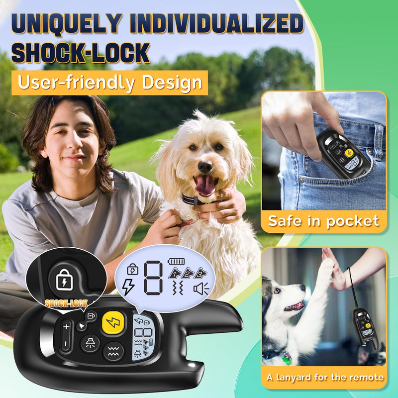 Dog Shock Collar with Remote Control- Training Collar for Small Medium Large Dogs, Electric Collar for Dogs Training Rechargeable, E Collar with Beep, Vibration & Shock-Lock Keypad Black 1-PACK