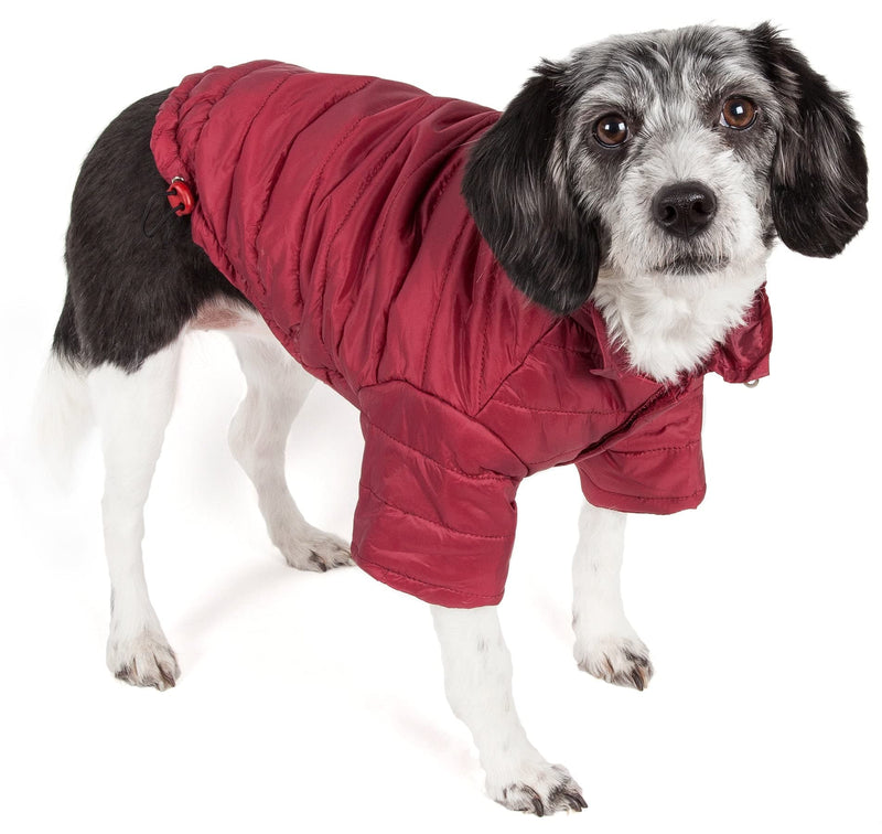 Pet Life Sporty Avalanche Lightweight Folding Winter Dog Coat - Adjustable Dog Jacket with a Concealed Zippered Collar and pop-Out Hood - Pet Coat for Small Medium Large Dogs 1 Red - PawsPlanet Australia