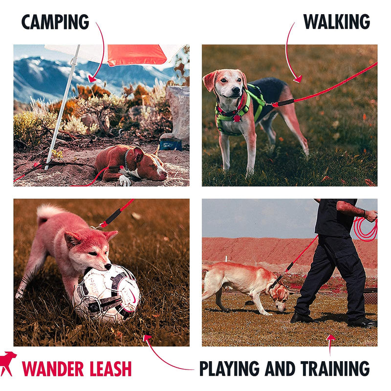 Tuff Pupper Heavy Duty 30 Foot Long Rope Leash for Dogs | Dog Recall Training Leash | High Visibility Strong Climbing Rope Leash | Hand or Waist Worn | Stainless Steel 360° Clips for Tangle Free Use March Red - PawsPlanet Australia
