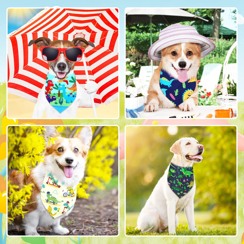 Sanwuta 30 Pcs Dinosaur Dog Bandana Bulk Spring Summer Soft Triangle Dog Bib Colorful Doggie Kerchief Scarf Adjustable Washable Pet Bib for Doggie Cat Puppy Grooming Boys and Girls(X Large) X Large - PawsPlanet Australia