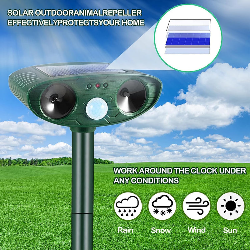 Ultrasonic Cat Deterrent, Solar Powered Deterrent Device with Flashing Light, Ultrasonic Cat Deterrent with Motion Sensor, Outdoor Solar Device for Dogs/Cats/Farm/Garden/Yard - PawsPlanet Australia