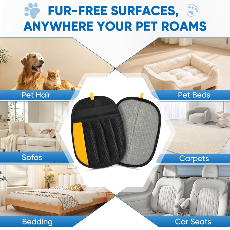 Upgraded Pet Hair Removal Glove, Five-Finger Electrostatic Reusable & Quick-Clean Grooming Remover Gloves for Dogs & Cats, Gently Remove Fur from Furniture, Laundry, Carpet & Car Seats - PawsPlanet Australia