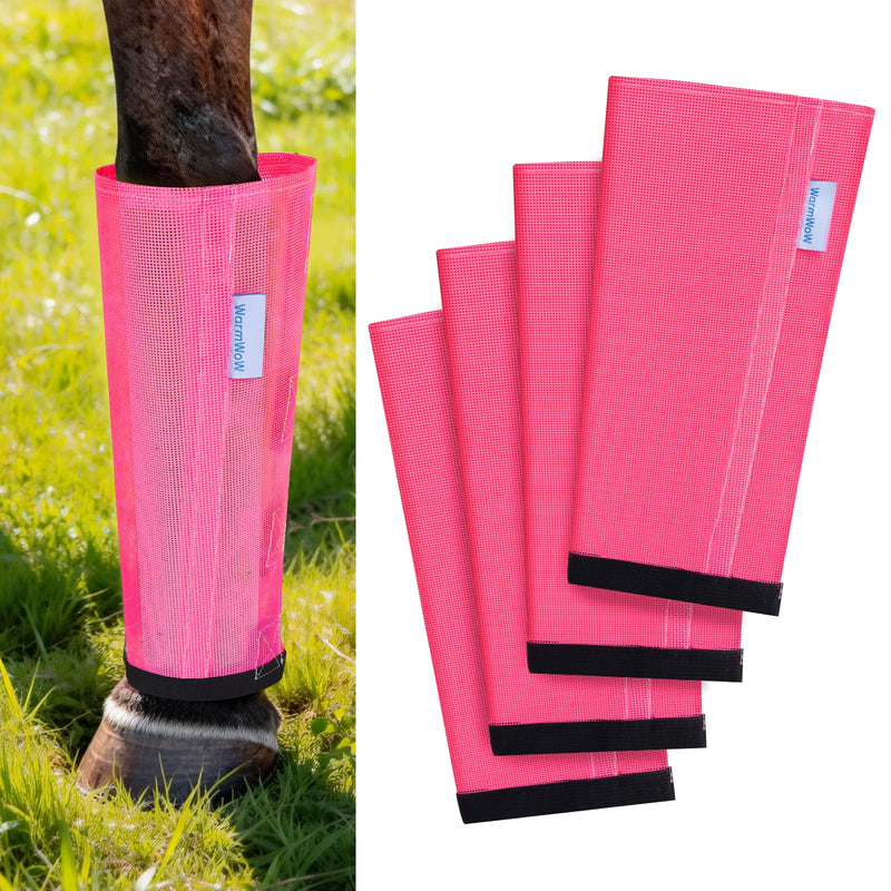 Fly Boots for Horses Set of 4, Loose Fitting Mesh Horse Fly Boots Leggings, Reduce-Stomping Adjustable Equine Leg Wraps & Socks, Stay Up Not Sag, No Rub (Magenta) Magenta
