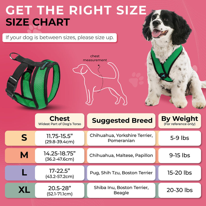 Gooby Comfort X Head In Harness - Hunter Green, X-Large - No Pull Small Dog Harness Patented Choke-Free X Frame - On the Go Dog Harness for Medium Dogs No Pull or Small Dogs for Indoor and Outdoor Use X-Large Chest (20.5-28")