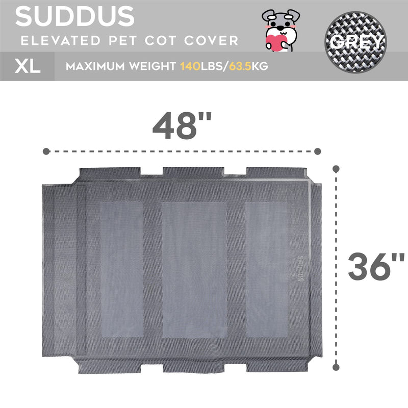 suddus Elevated Dog Bed Replacement Cover, Raised Dog Bed Chew Proof Easy to Clean, Breathable Elevated Pet Bed is Suitable for Indoor and Outdoor Use. Dog Cot are Not Included (XL/Grey) XL Space Grey - PawsPlanet Australia