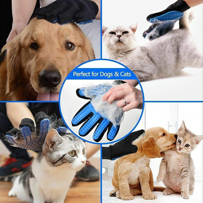 Pet Grooming Gloves Set - 2pc Gentle Silicone Dog Cat Grooming Brush Kit for Deshedding Bathing - Hair Removal Massage Scrubber for Short Long Hair Sensitive Skin