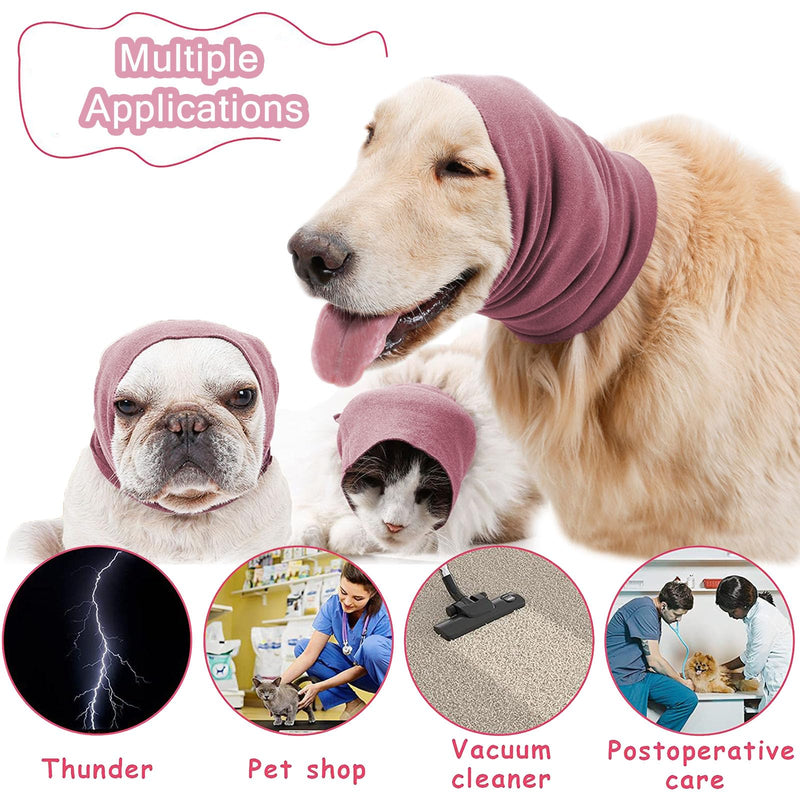 2 Pcs Dog Snood, Dog Ear Defenders, Dogs Ear for Anxiety Relief, Ears Protectors for Bath Drying, Pet Ears Protector (Pink, Black)