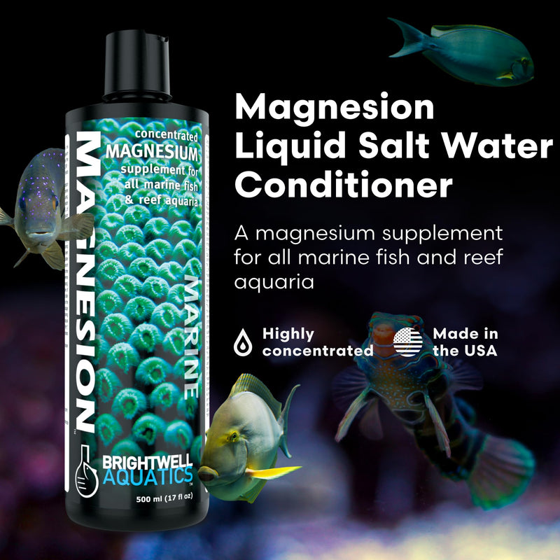 Brightwell Aquatics Magnesion Liquid Salt Water Conditioner - Concentrated Magnesium Supplement For Reef and Marine Aquariums, 16.9 fl oz 500-ml