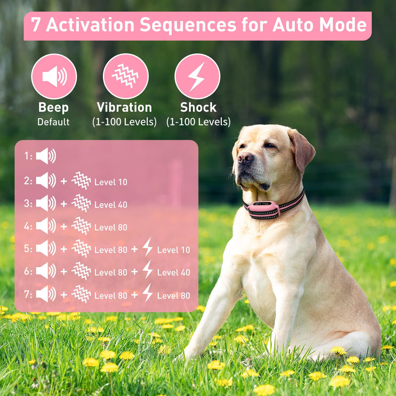 PetJoy Dog Shock Collar System – Remote-Controlled Bark Collar for Large Dogs, 2-in-1 Auto & Manual Mode, Vibration & Sound, 5 Adjustable Levels, 1000ft Range, Rechargeable Battery